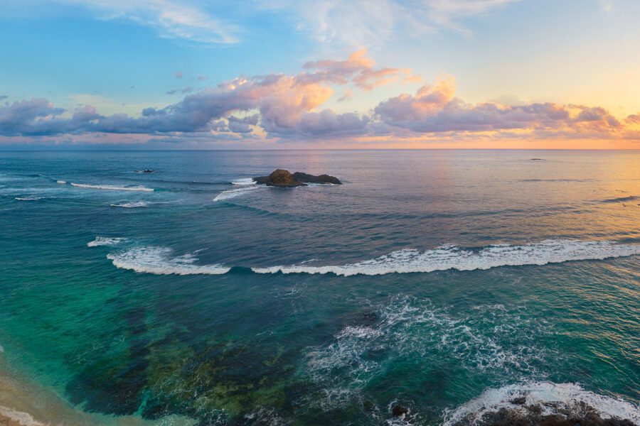 Panoramic view of a tropical beach.